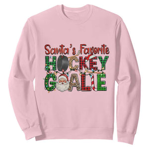 Santa Favorite Hockey Goalie Sweatshirt Funny Christmas Gift TS12 Light Pink Print Your Wear