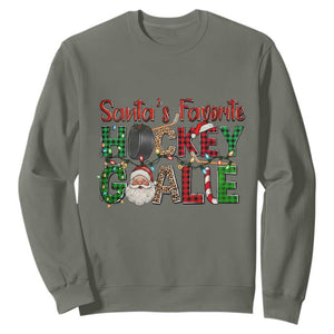 Santa Favorite Hockey Goalie Sweatshirt Funny Christmas Gift TS12 Military Green Print Your Wear