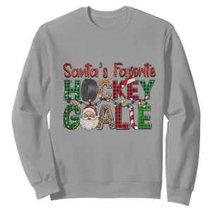 Santa Favorite Hockey Goalie Sweatshirt Funny Christmas Gift TS12 Sport Gray Print Your Wear