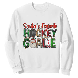 Santa Favorite Hockey Goalie Sweatshirt Funny Christmas Gift TS12 White Print Your Wear
