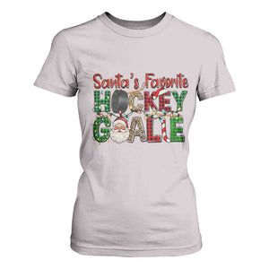 Santa Favorite Hockey Goalie T Shirt For Women Funny Christmas Gift TS12 Ice Gray Print Your Wear