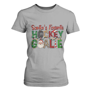 Santa Favorite Hockey Goalie T Shirt For Women Funny Christmas Gift TS12 Sport Gray Print Your Wear