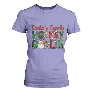 Santa Favorite Hockey Goalie T Shirt For Women Funny Christmas Gift TS12 Violet Print Your Wear