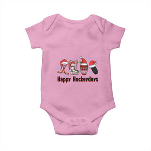 Happy Hockeydays Baby Onesie Funny Christmas Ice Hockey Gift TS12 Light Pink Print Your Wear