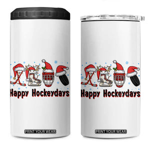 Happy Hockeydays 4 in 1 Can Cooler Tumbler Funny Christmas Ice Hockey Gift TS12 One Size: 16 oz White Print Your Wear