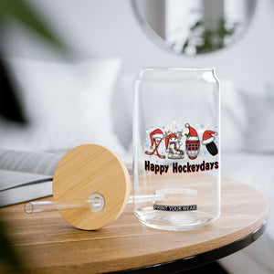 Happy Hockeydays Glass Can Funny Christmas Ice Hockey Gift TS12 Print Your Wear