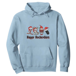 Happy Hockeydays Hoodie Funny Christmas Ice Hockey Gift TS12 Light Blue Print Your Wear