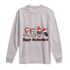 Happy Hockeydays Long Sleeve Shirt Funny Christmas Ice Hockey Gift TS12 Ice Gray Print Your Wear
