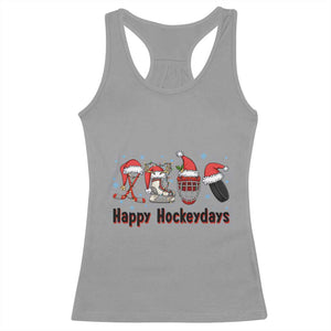 Happy Hockeydays Racerback Tank Top Funny Christmas Ice Hockey Gift TS12 Sport Gray Print Your Wear