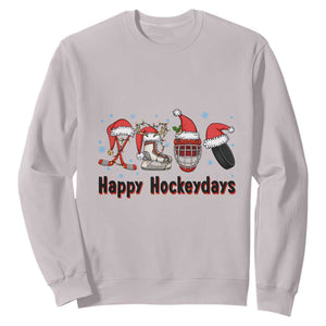 Happy Hockeydays Sweatshirt Funny Christmas Ice Hockey Gift TS12 Ice Gray Print Your Wear