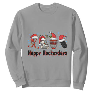Happy Hockeydays Sweatshirt Funny Christmas Ice Hockey Gift TS12 Sport Gray Print Your Wear