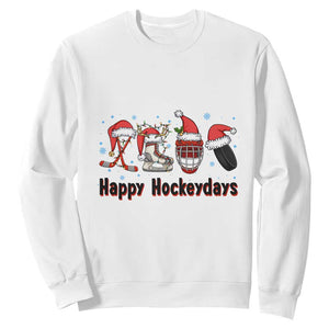 Happy Hockeydays Sweatshirt Funny Christmas Ice Hockey Gift TS12 White Print Your Wear