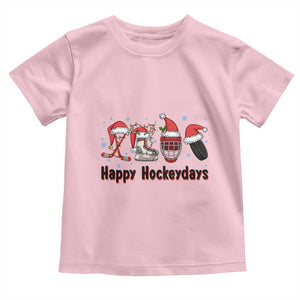 Happy Hockeydays Toddler T Shirt Funny Christmas Ice Hockey Gift TS12 Light Pink Print Your Wear