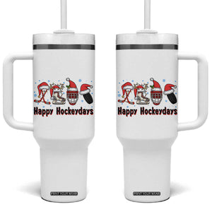 Happy Hockeydays Tumbler With Handle Funny Christmas Ice Hockey Gift TS12 One Size: 40 oz White Print Your Wear