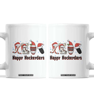 Happy Hockeydays Coffee Mug Funny Christmas Ice Hockey Gift TS12 White Print Your Wear