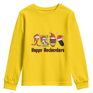 Happy Hockeydays Youth Sweatshirt Funny Christmas Ice Hockey Gift TS12 Daisy Print Your Wear