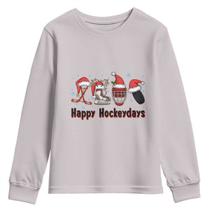 Happy Hockeydays Youth Sweatshirt Funny Christmas Ice Hockey Gift TS12 Ice Gray Print Your Wear