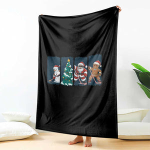 Funny Ice Hockey Christmas Gift Throw Blanket Santa Snowman And Gingerbread Playing Together TS12 Print Your Wear