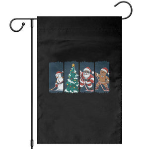 Funny Ice Hockey Christmas Gift Garden Flag Santa Snowman And Gingerbread Playing Together TS12 Black Print Your Wear
