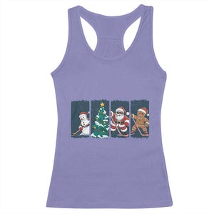 Funny Ice Hockey Christmas Gift Racerback Tank Top Santa Snowman And Gingerbread Playing Together TS12 Violet Print Your Wear