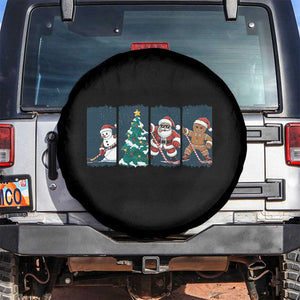 Funny Ice Hockey Christmas Gift Spare Tire Cover Santa Snowman And Gingerbread Playing Together TS12 No hole Black Print Your Wear