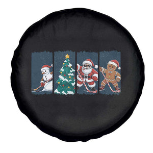 Funny Ice Hockey Christmas Gift Spare Tire Cover Santa Snowman And Gingerbread Playing Together TS12 Print Your Wear