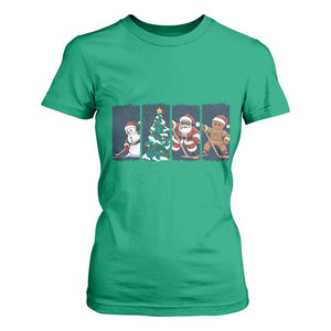 Funny Ice Hockey Christmas Gift T Shirt For Women Santa Snowman And Gingerbread Playing Together TS12 Irish Green Print Your Wear