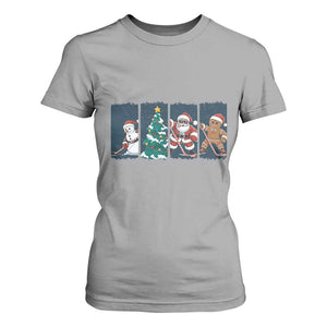 Funny Ice Hockey Christmas Gift T Shirt For Women Santa Snowman And Gingerbread Playing Together TS12 Sport Gray Print Your Wear