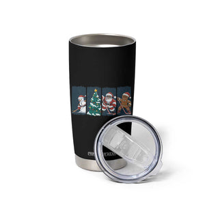 Funny Ice Hockey Christmas Gift Tumbler Cup Santa Snowman And Gingerbread Playing Together TS12 Print Your Wear