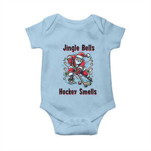 Jingle Bells Hockey Smells Baby Onesie Funny Santa Ice Hockey Christmas Gift TS12 Light Blue Print Your Wear