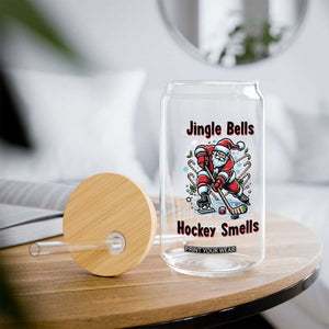 Jingle Bells Hockey Smells Glass Can Funny Santa Ice Hockey Christmas Gift TS12 Print Your Wear