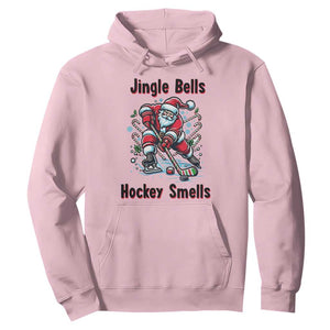 Jingle Bells Hockey Smells Hoodie Funny Santa Ice Hockey Christmas Gift TS12 Light Pink Print Your Wear