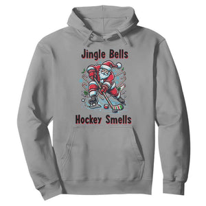 Jingle Bells Hockey Smells Hoodie Funny Santa Ice Hockey Christmas Gift TS12 Sport Gray Print Your Wear