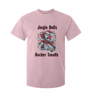 Jingle Bells Hockey Smells T Shirt For Kid Funny Santa Ice Hockey Christmas Gift TS12 Light Pink Print Your Wear