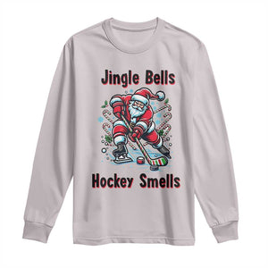 Jingle Bells Hockey Smells Long Sleeve Shirt Funny Santa Ice Hockey Christmas Gift TS12 Ice Gray Print Your Wear
