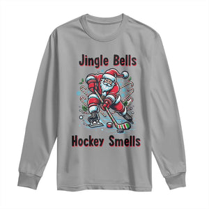 Jingle Bells Hockey Smells Long Sleeve Shirt Funny Santa Ice Hockey Christmas Gift TS12 Sport Gray Print Your Wear