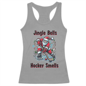 Jingle Bells Hockey Smells Racerback Tank Top Funny Santa Ice Hockey Christmas Gift TS12 Sport Gray Print Your Wear