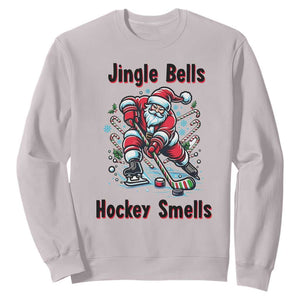 Jingle Bells Hockey Smells Sweatshirt Funny Santa Ice Hockey Christmas Gift TS12 Ice Gray Print Your Wear