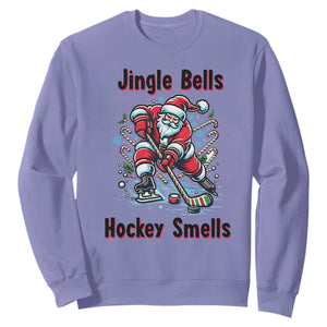 Jingle Bells Hockey Smells Sweatshirt Funny Santa Ice Hockey Christmas Gift TS12 Violet Print Your Wear