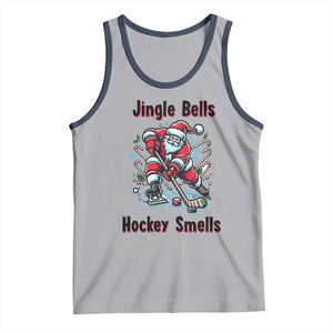 Jingle Bells Hockey Smells Tank Top Funny Santa Ice Hockey Christmas Gift TS12 Athletic Heather Navy Print Your Wear