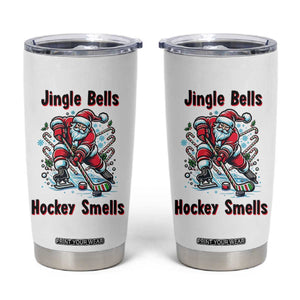 Jingle Bells Hockey Smells Tumbler Cup Funny Santa Ice Hockey Christmas Gift TS12 White Print Your Wear