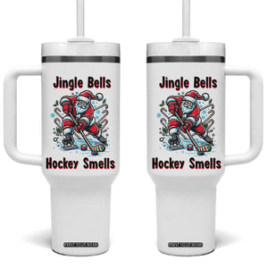 Jingle Bells Hockey Smells Tumbler With Handle Funny Santa Ice Hockey Christmas Gift TS12 One Size: 40 oz White Print Your Wear