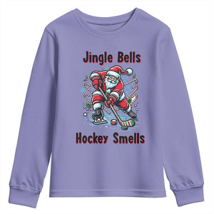 Jingle Bells Hockey Smells Youth Sweatshirt Funny Santa Ice Hockey Christmas Gift TS12 Violet Print Your Wear