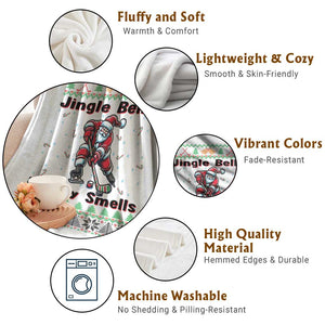 Ugly Christmas Sweater Santa Playing Hockey Throw Blanket Jingle Bells Hockey Smells TS12 Print Your Wear