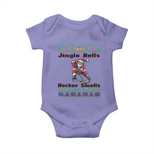 Ugly Christmas Sweater Santa Playing Hockey Baby Onesie Jingle Bells Hockey Smells TS12 Violet Print Your Wear