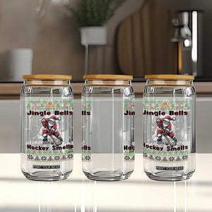 Ugly Christmas Sweater Santa Playing Hockey Glass Can Jingle Bells Hockey Smells TS12 Print Your Wear