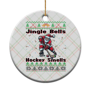 Ugly Christmas Sweater Santa Playing Hockey Ceramic Ornament Jingle Bells Hockey Smells TS12 1pc Christmas Plaid Print Your Wear