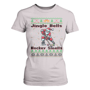Ugly Christmas Sweater Santa Playing Hockey T Shirt For Women Jingle Bells Hockey Smells TS12 Ice Gray Print Your Wear