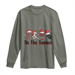 Funny Ice Hockey Christmas Gift Long Sleeve Shirt Tis The Season TS12 Military Green Print Your Wear