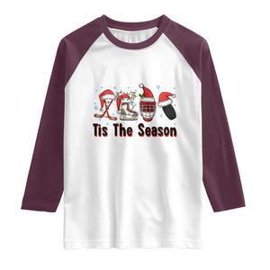 Funny Ice Hockey Christmas Gift Raglan Shirt Tis The Season TS12 White Maroon Print Your Wear